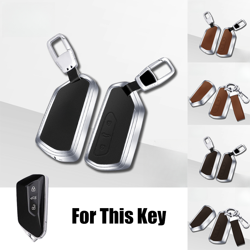 Alloy Leather Car Key Fob Case Cover For VW Golf 8 ID.3 ID.4 Seat MK 4 Teramon