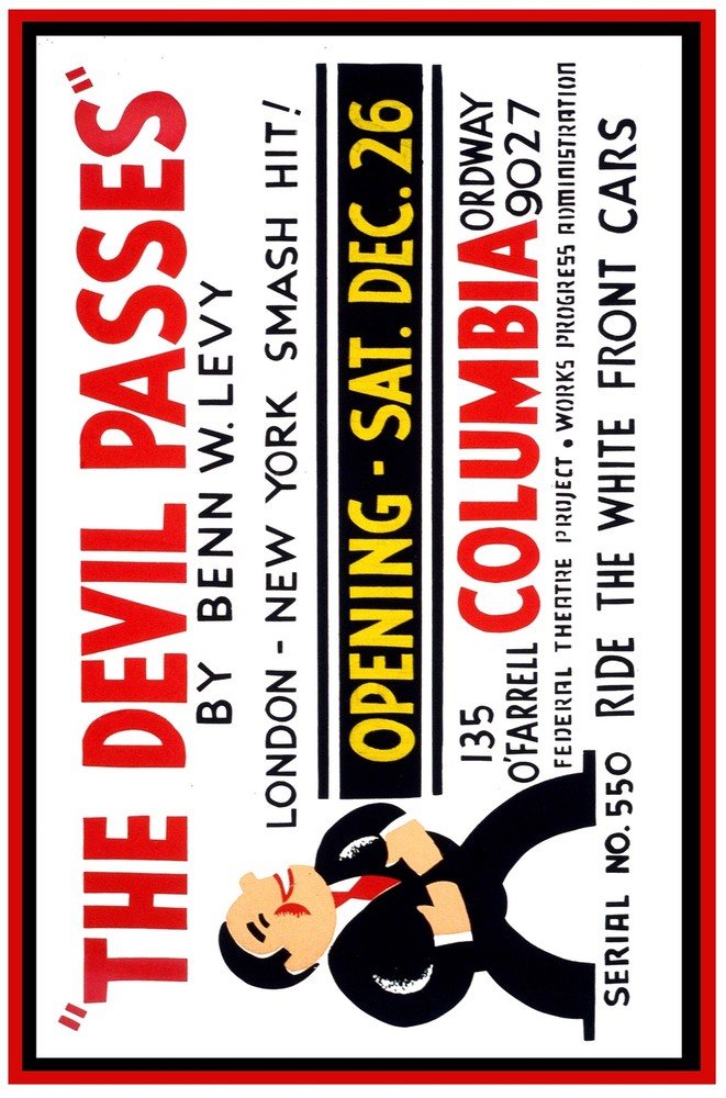 7455.The devil passes.man wearing suit.red tie.laughing.POSTER.art wall decor