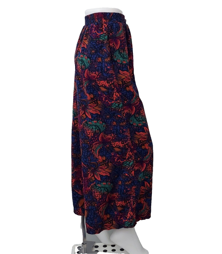 Vintage 90s C.O.L.A. Multicolor Wide Leg Palazzo Pants High Rise Rayon Size M