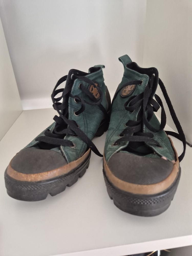 Vintage 80s Chuck Taylor High Top Green Sneakers Size 5 Men's Hiking Boots