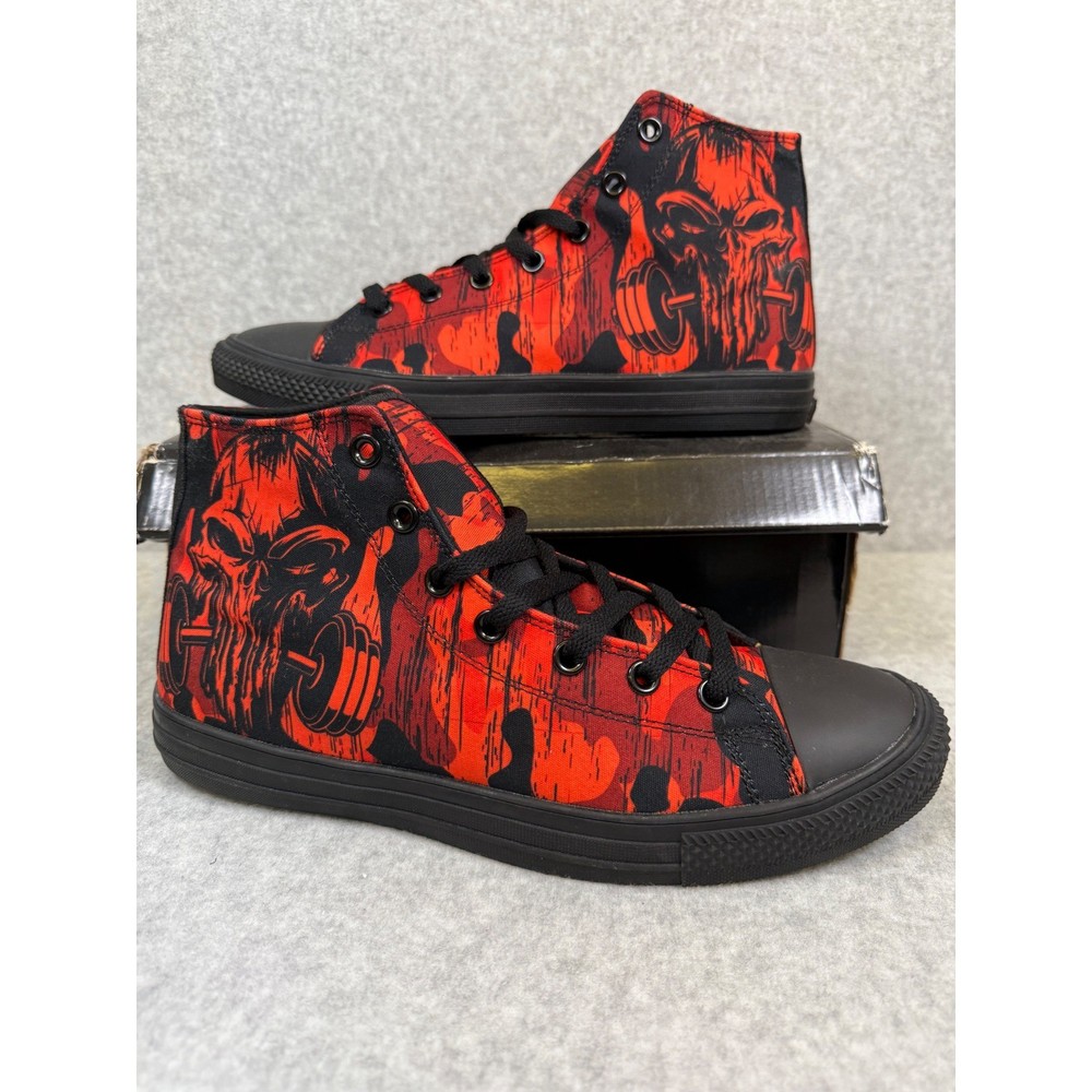 RAAD Shop High Top Sneakers Red Black Skull Camo Men's Size 10.5 Shoes