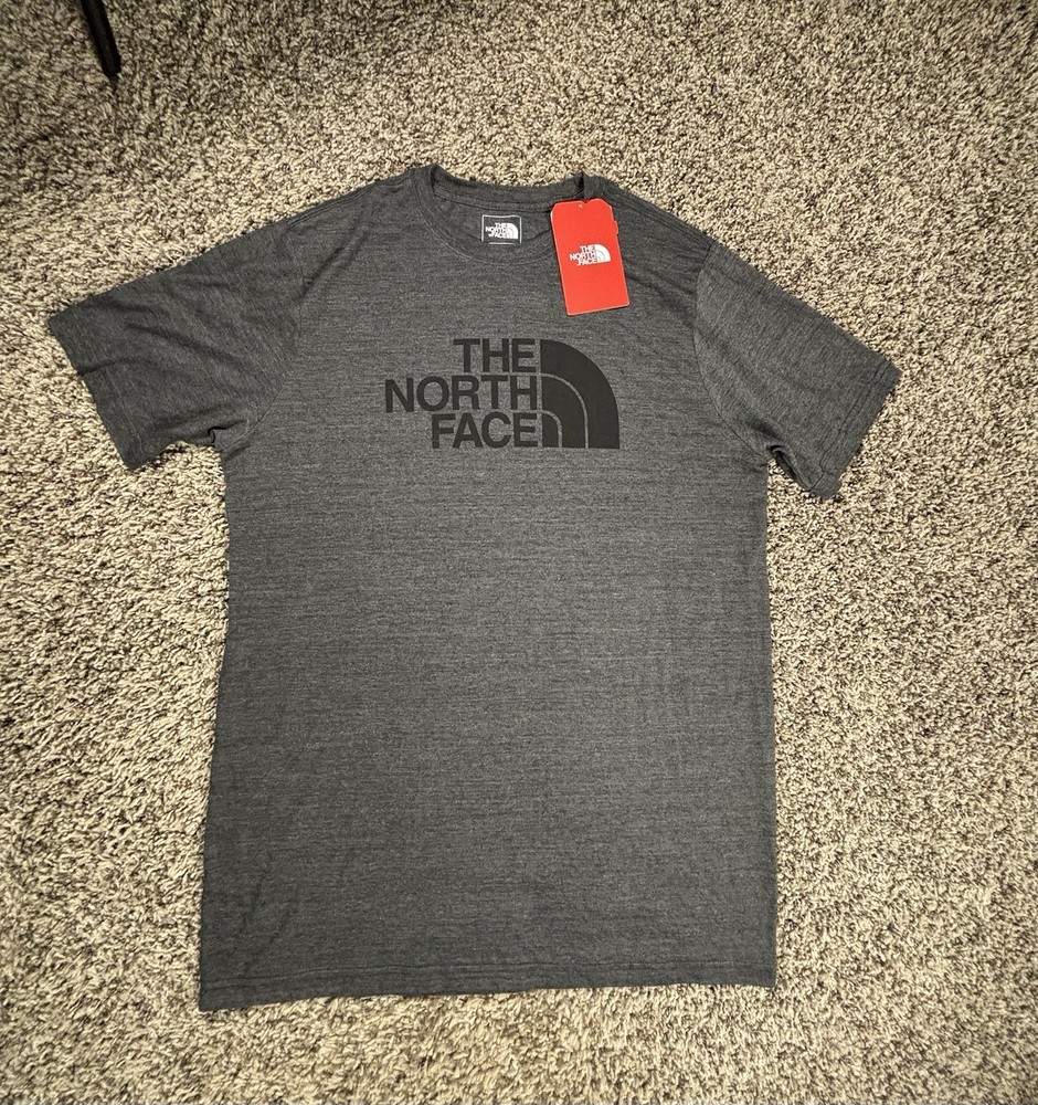 The North Face Mens Large Gray Logo Graphic T Shirt NWT Slim Fit Short Sleeve