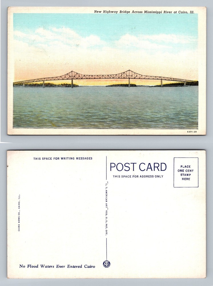 Cairo, IL-Illinois, New Highway Bridge Across Mississippi River Vintage Postcard