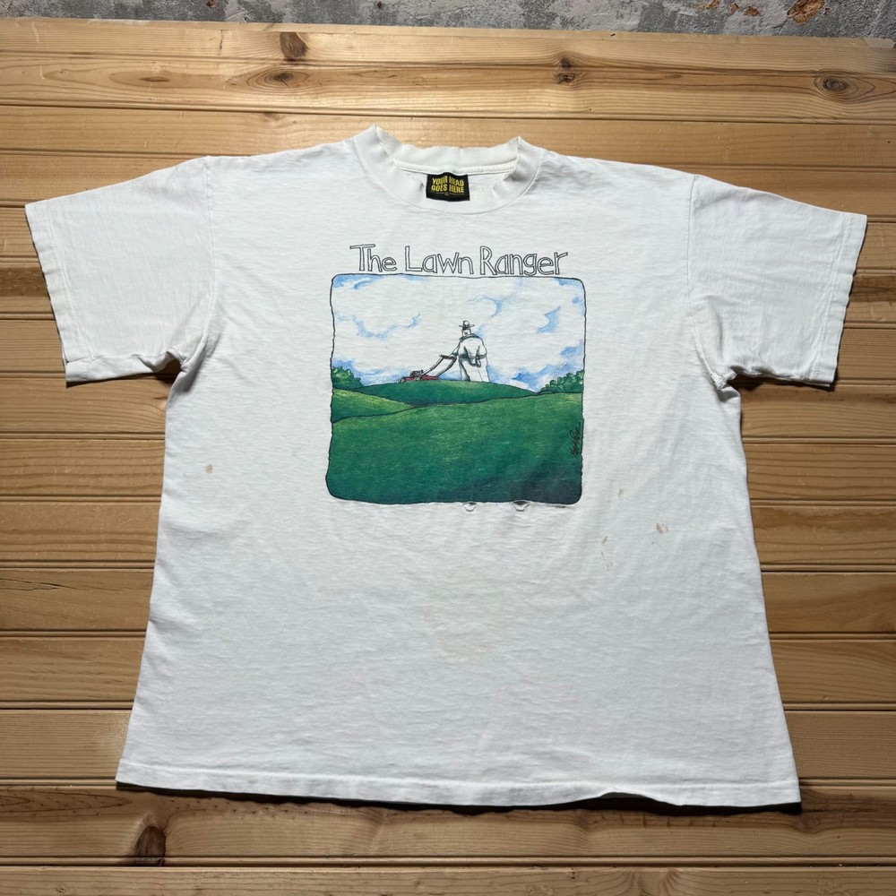 Vintage 90s The Lawn Ranger Cartoon Funny Single Stitch Graphic T-Shirt USA - XL