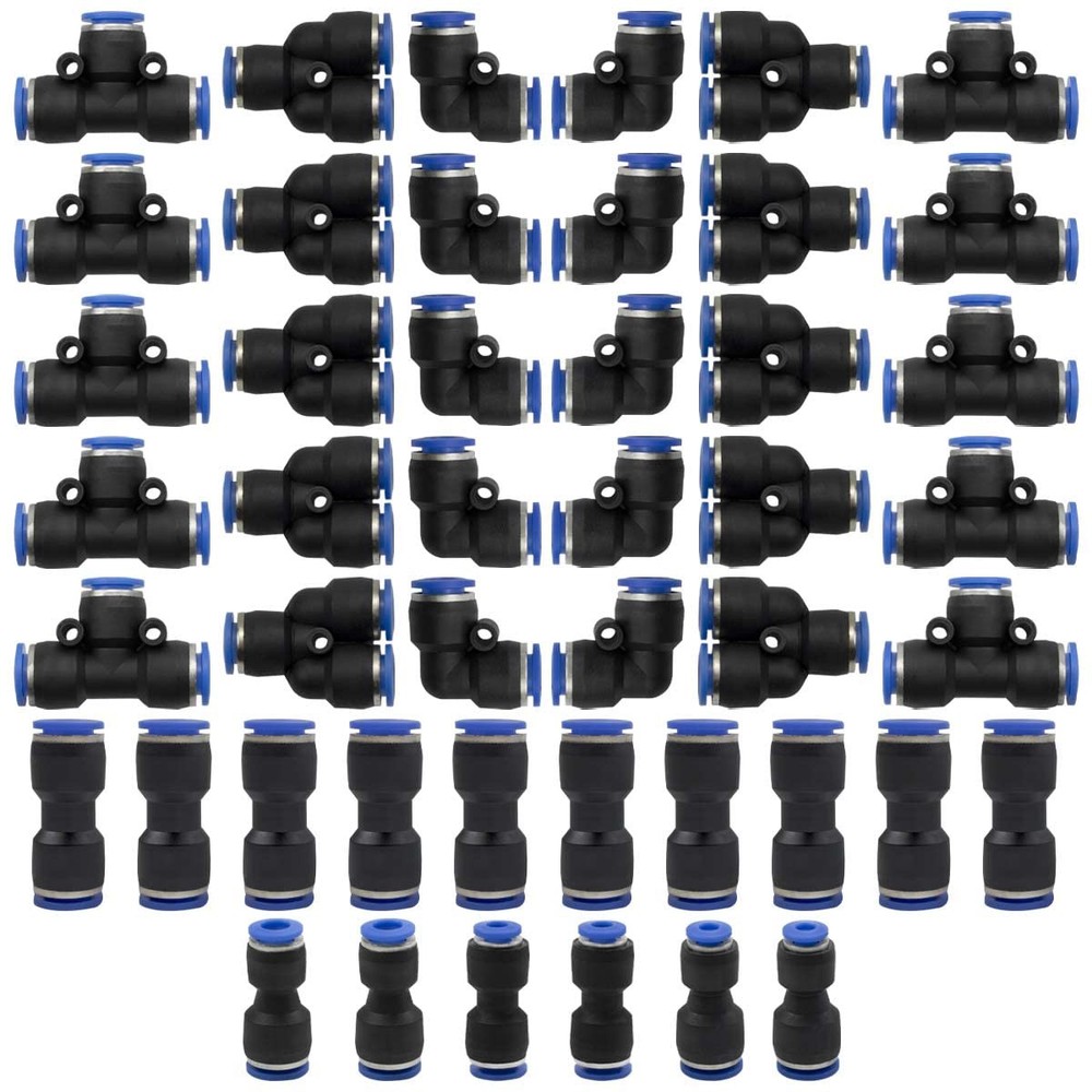 46 Pcs 12mm Pneumatic Quick Push in Connect Air Tube Fitting Kit (12mm Straig...