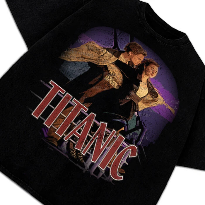 Vintage Titanic Movie T-Shirt 90s Leonardo DiCaprio Kate Winslet Retro Tee S-5XL