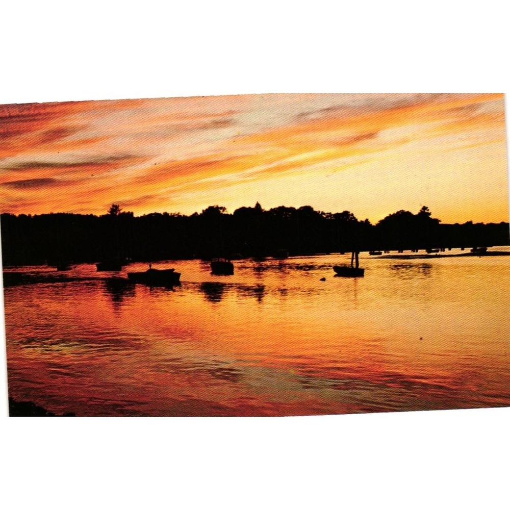 Vintage Maine Sunset Postcard Ogunquit Coastal Color Print Edward Hipple D 105
