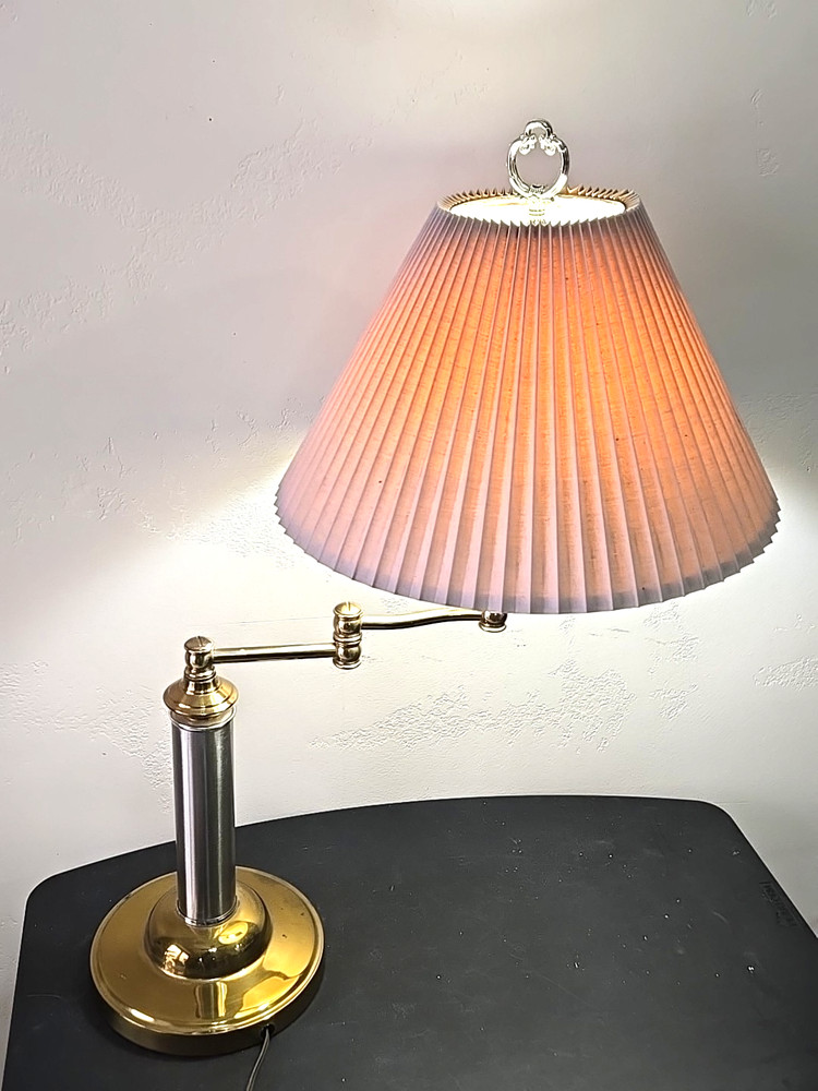 Vintage Brass Swing Arm Table Lamp Adjustable MCM Mid Century Modern Light