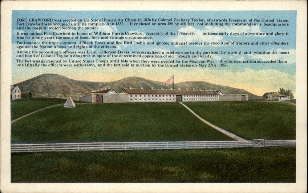Fort Crawford Prairie du Chien Wisconsin vintage postcard r682