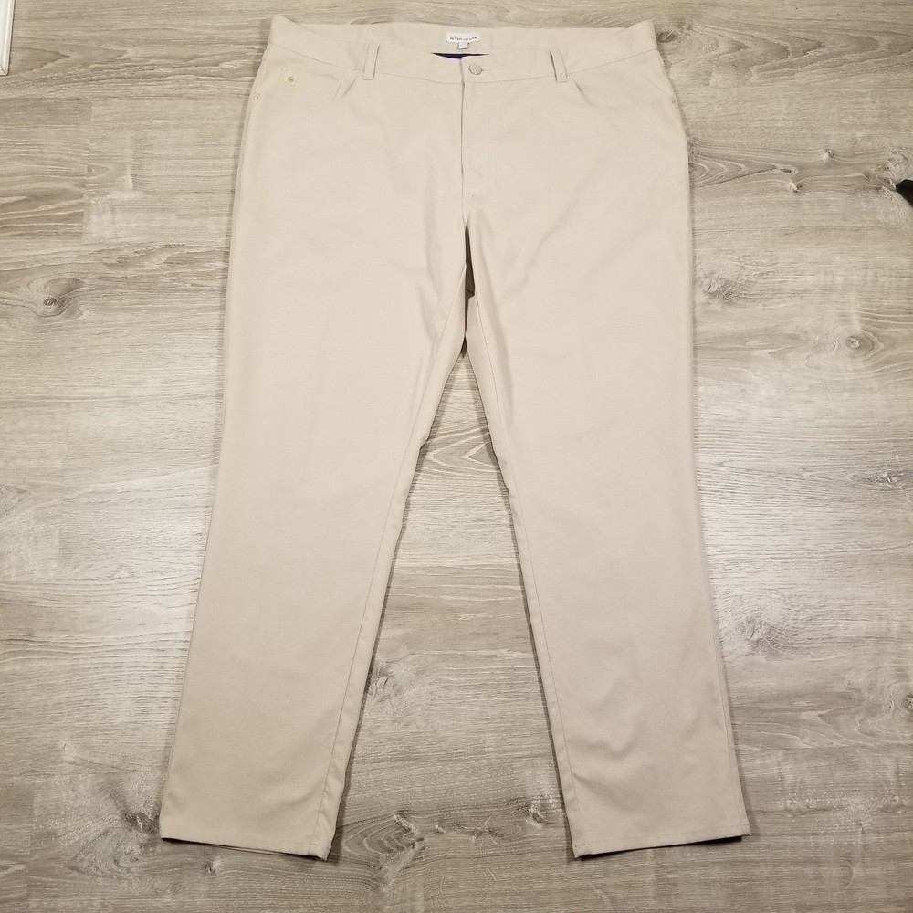 Peter Millar Pants Men's Size 42x30 Tan EB66 5 Pocket Performance Golf Logo