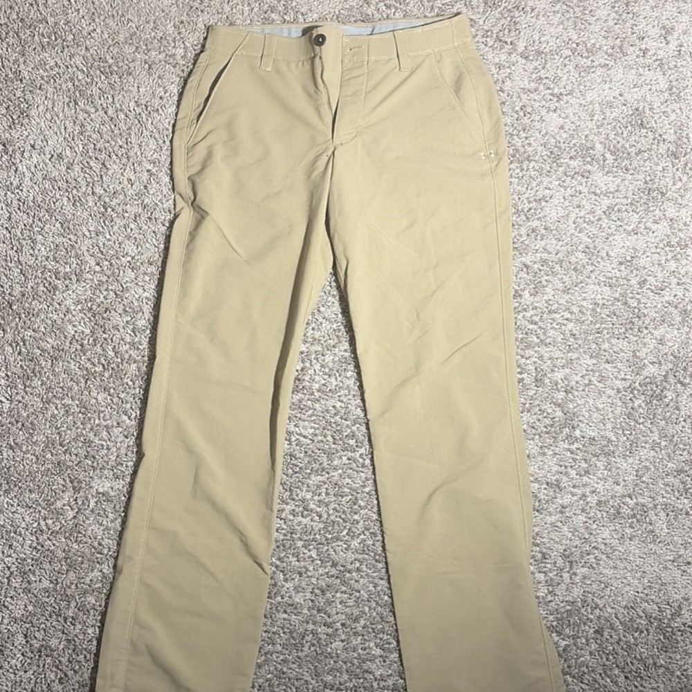 Under Armour Men's Beige Casual Pants Straight Leg Regular Fit Polyester
