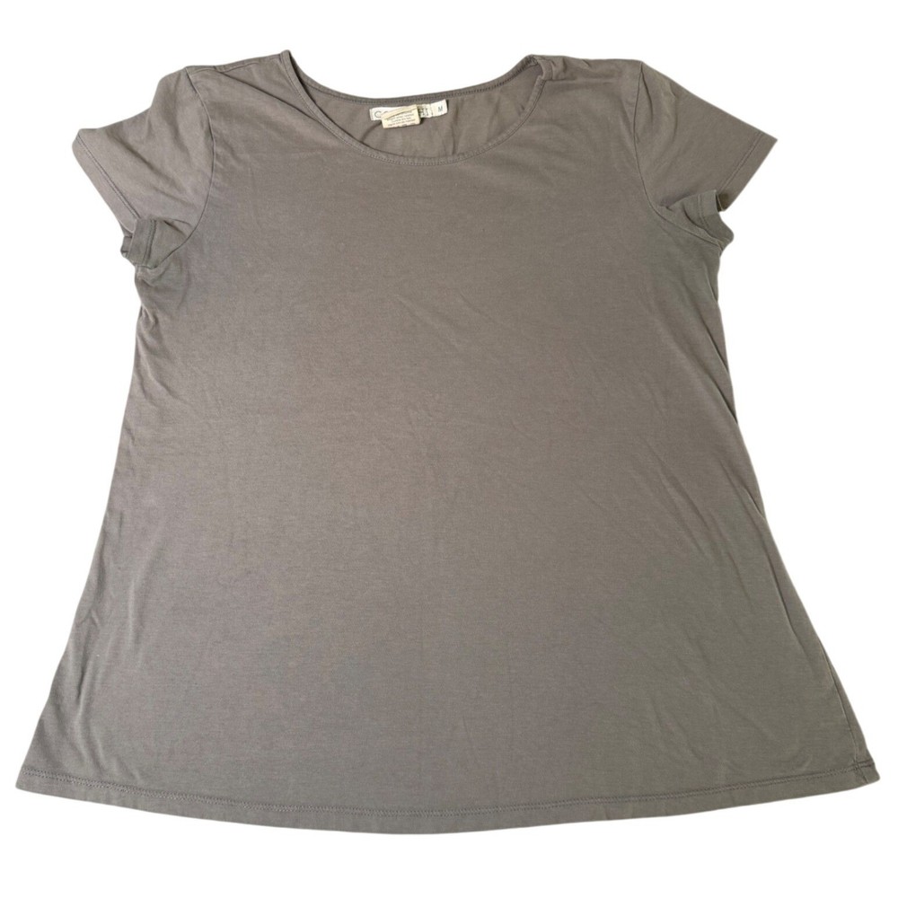 Coyuchi Womens Organic Cotton Short Sleeve Tee Shirt Taupe Gray Size M
