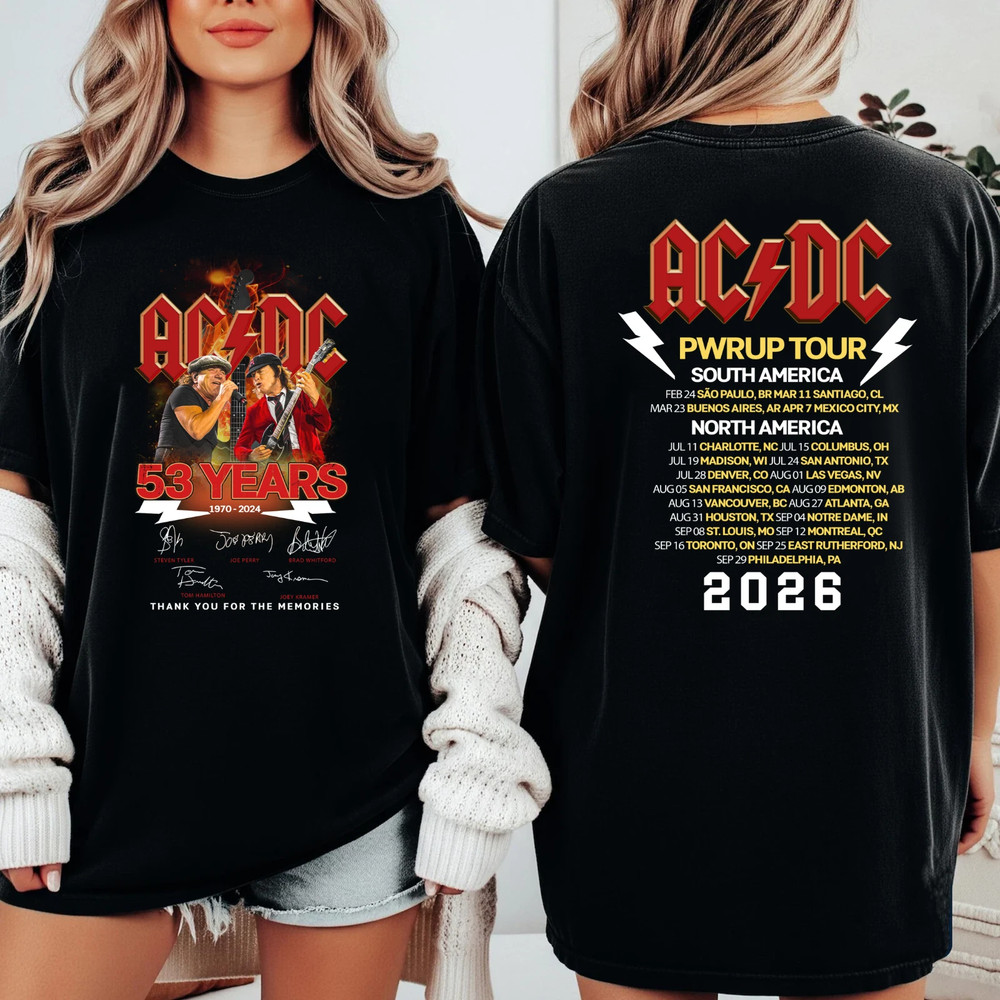 AC DC POWER UP Tour America 2026 Tshirt, AC DC 53 Years Anniversary T-Shirt