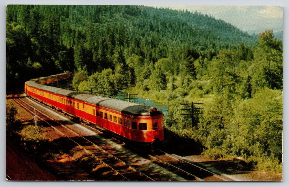 Southern Pacific Shasta Daylight Train Postcard Chrome Railroad Lithography