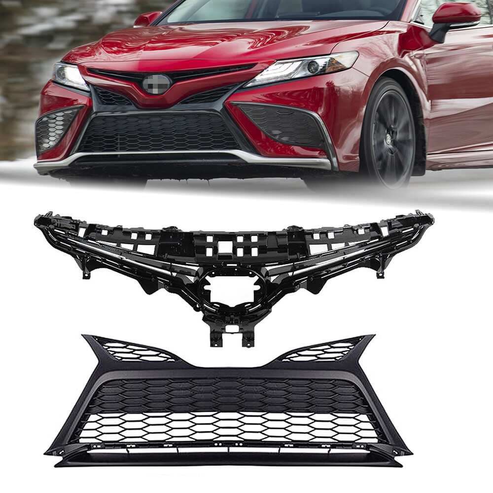 For 2021 2022 Toyota Camry SE XSE Front Upper Lower Bumper Grille Assembly Set