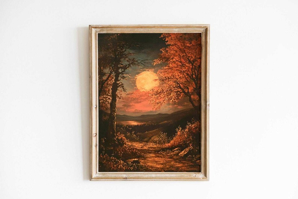 Moody Fall Landscape Print Vintage Rustic Autumn Wall Art Printable Nature