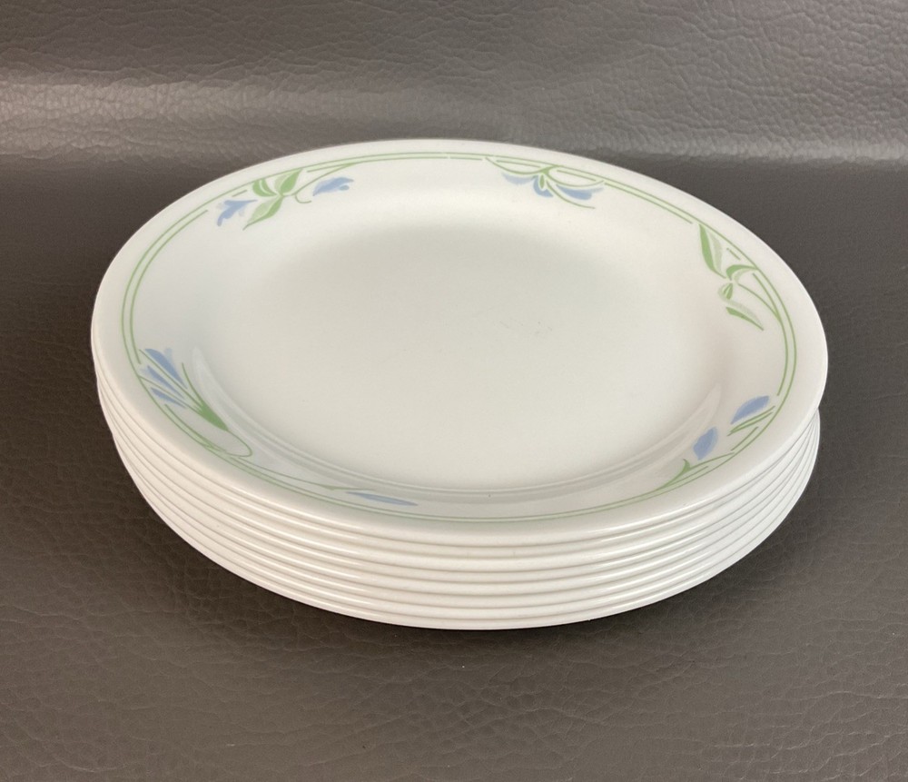 Set of 8 Corelle Blue Wreath Bread and Butter Dessert Plates 7 1/4