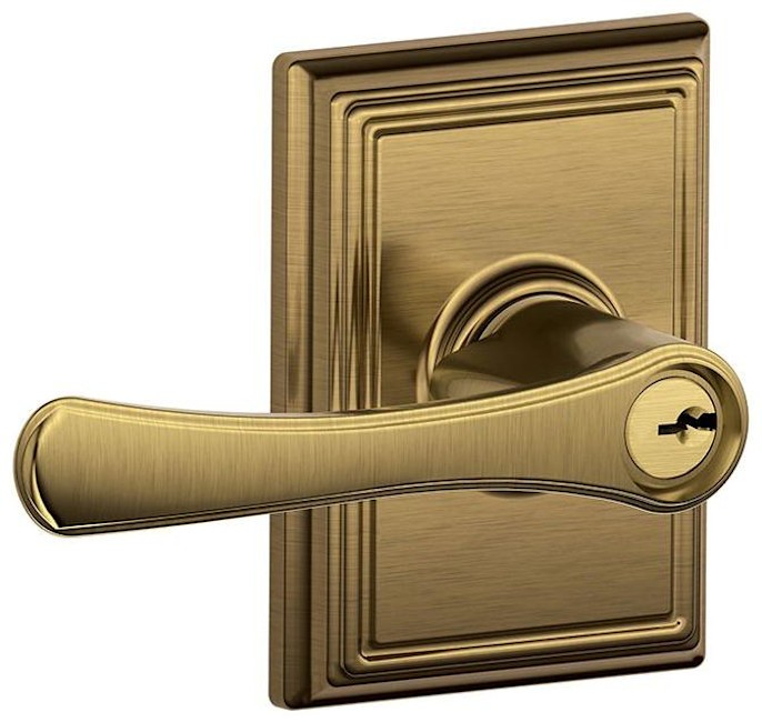 Schlage F51-VLA-ADD Avila Brass Keyed Entry Door Lever Single Cylinder