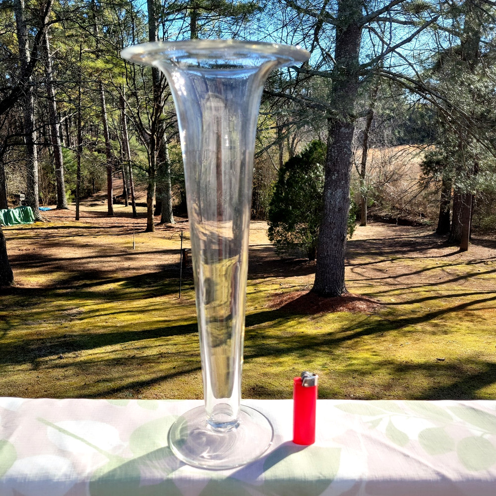 MCM Blenko Crystal Large Flared Clear Blown Art Glass Footed 15.75