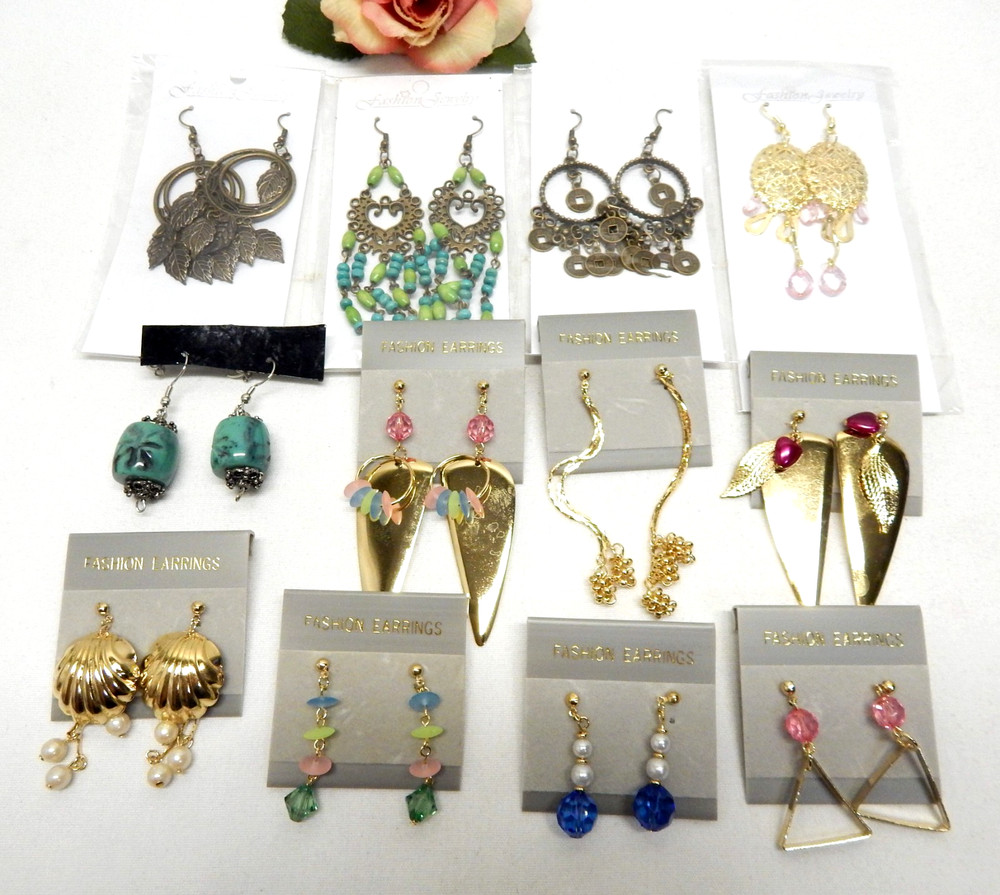 Earring Lot For Pierced Ears, New Old Stock With Original Packaging
