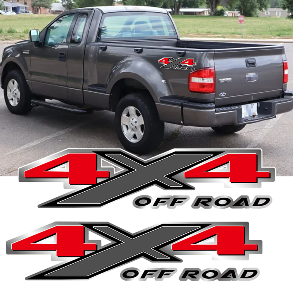 2Pcs For Ford F-150 F-250 F-350 Red 4X4 Off Road Truck Bed Decal Vinyl Sticker
