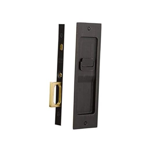 Modern Rectangular Privacy Pocket Door Mortise Lock in Oil Rubbed Bronze