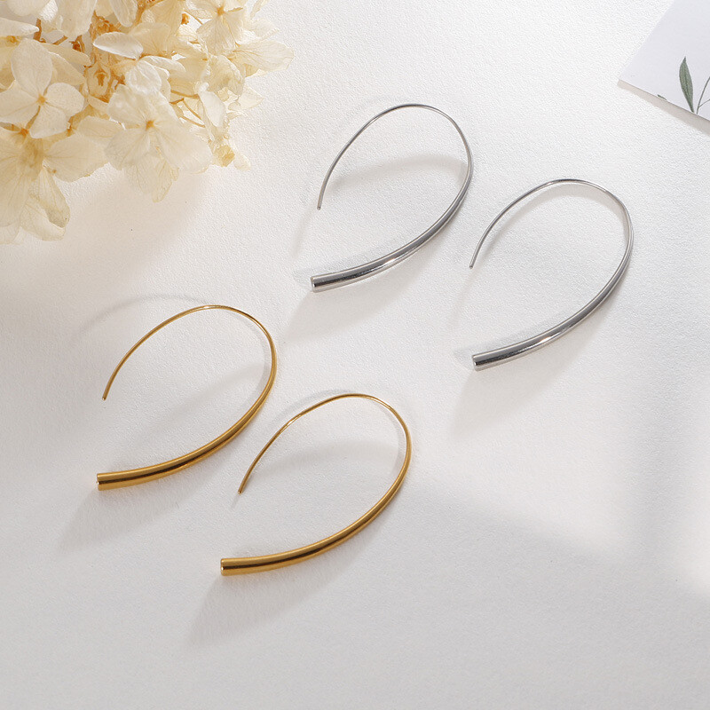 Stylish line earrings Titanium steel cold wind line earrings for women