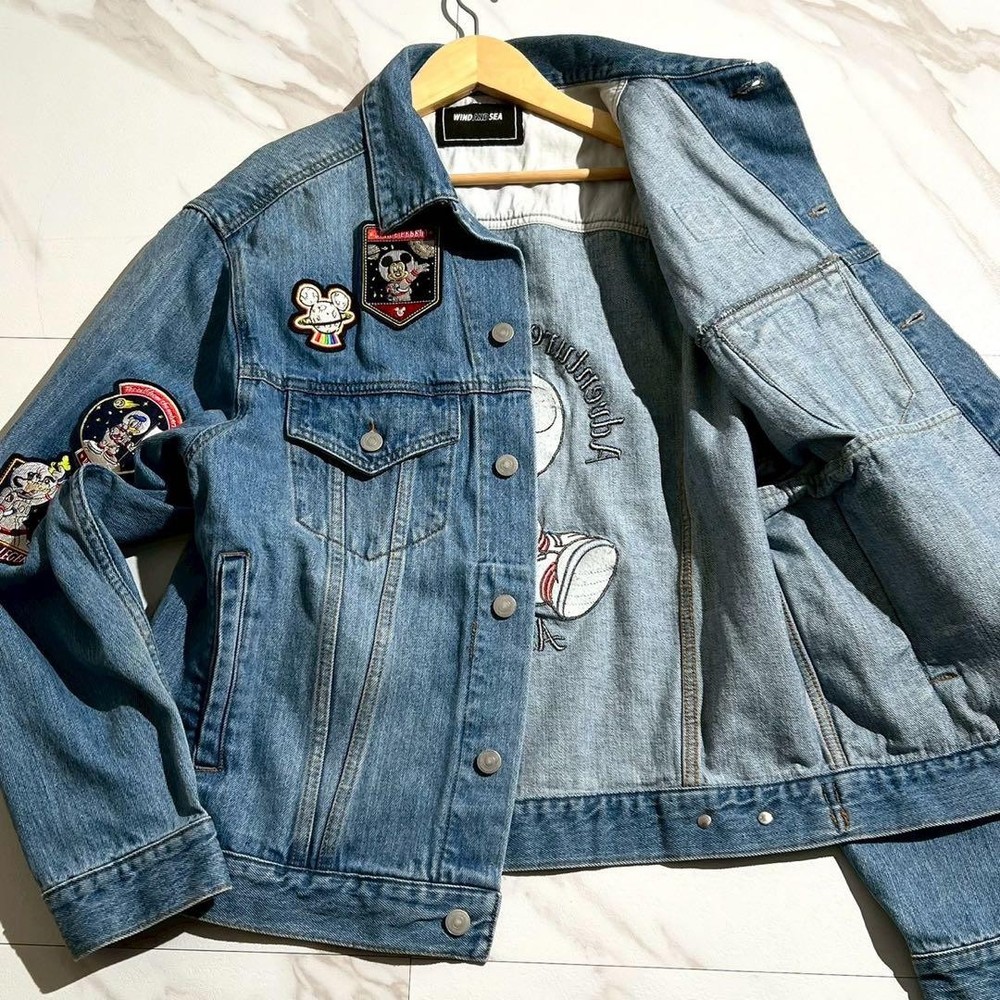Wind And Sea Disney Mickey Mouse Denim Jacket Casual Wear New