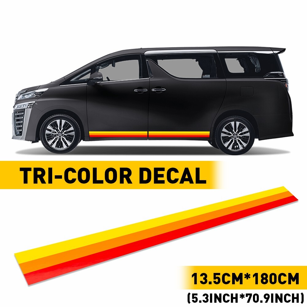 1PC Set Side Plaid Racing Door Fender Stripes Skirt Decal Sticker Sport Race Car