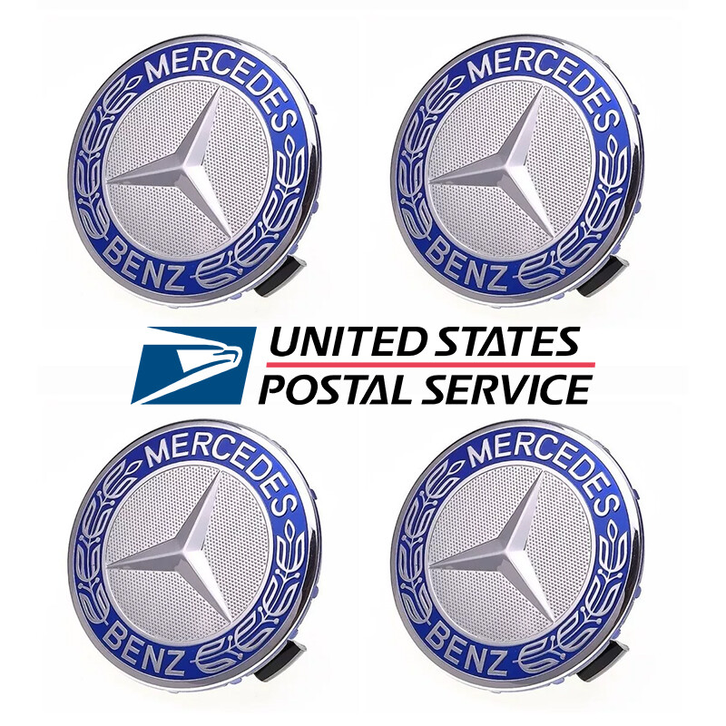 4x Mercedes Wheels Center Cap Hub Star Laurel Wreath Cover Inserts Sport AMG Set