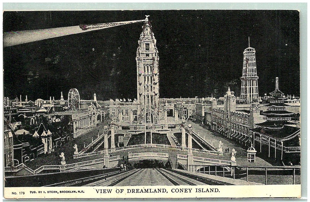 S04-8035, VIEW OF DREAMLAND, CONEY ISLAND, NEW YORK, 1905 PMKed, POSTCARD