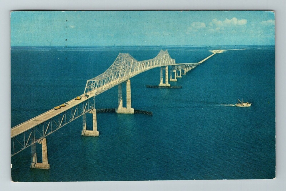 Tampa Bay FL-Florida, Sunshine Skyway, Aerial View, Vintage Postcard