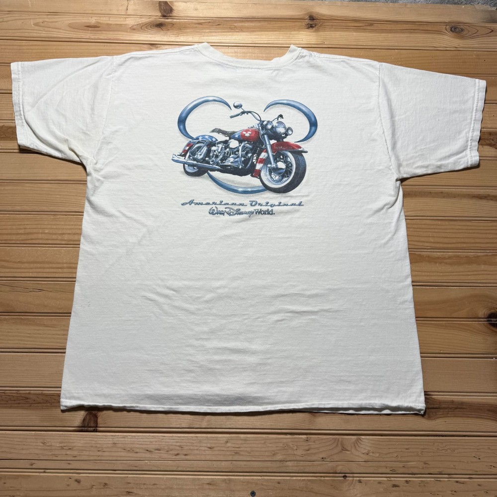 Vintage 90s Walt Disney World American Original Motorcycle Graphic T-Shirt - XL