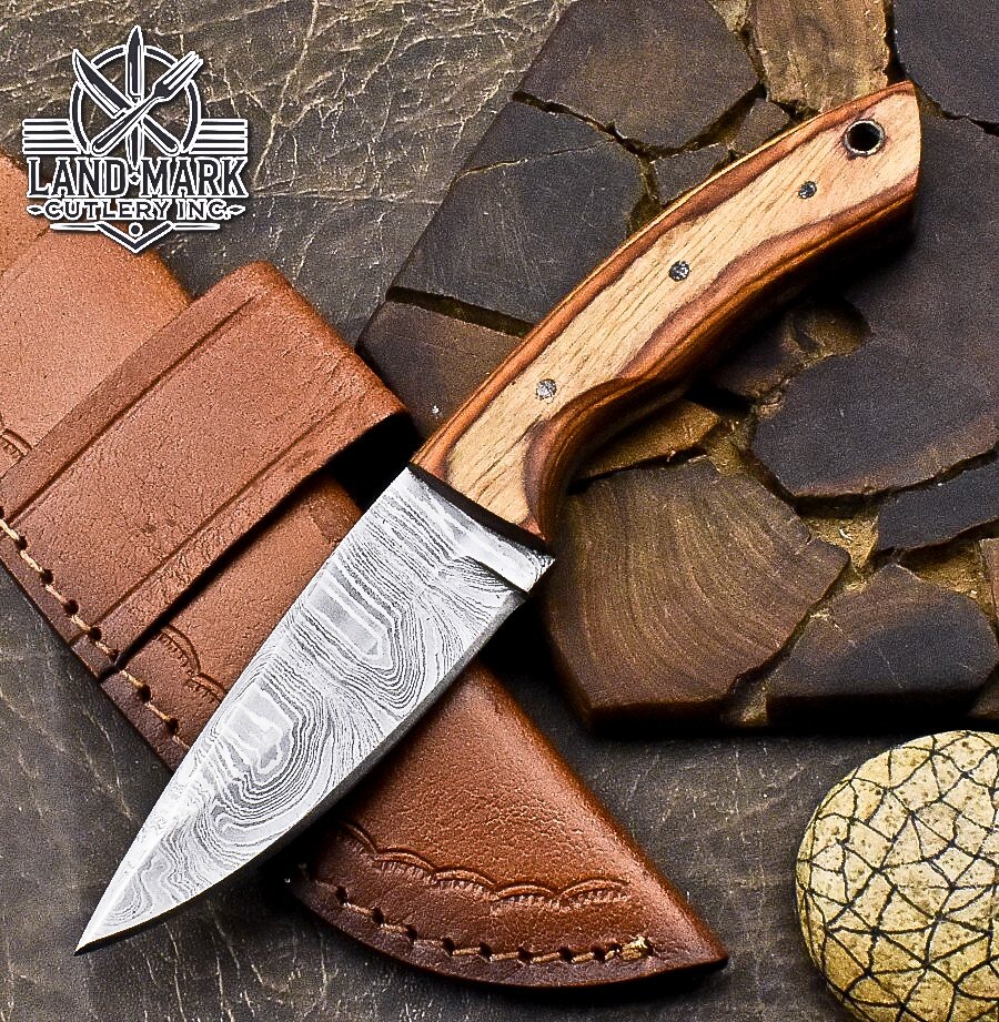 BEAUTIFUL CUSTOM DAMASCUS HANDE MADE HUNTING SKINNER KNIFE PAKKA WOOD HANDLE