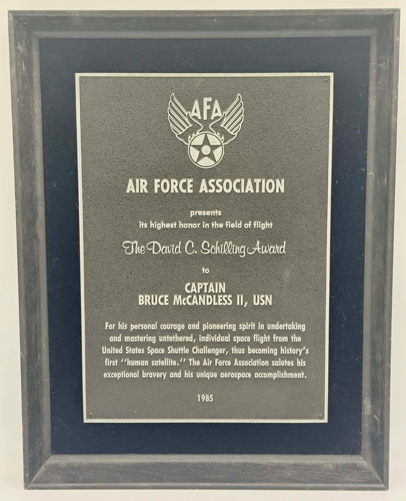 Astronaut Bruce McCandless II NASA Collection – Air Force Schilling Award Plaque