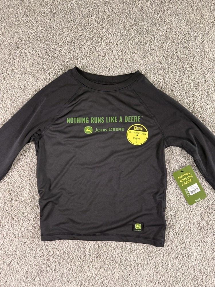 NWT John Deere Boys Shirt Size Small 6/7 Black Long Sleeve