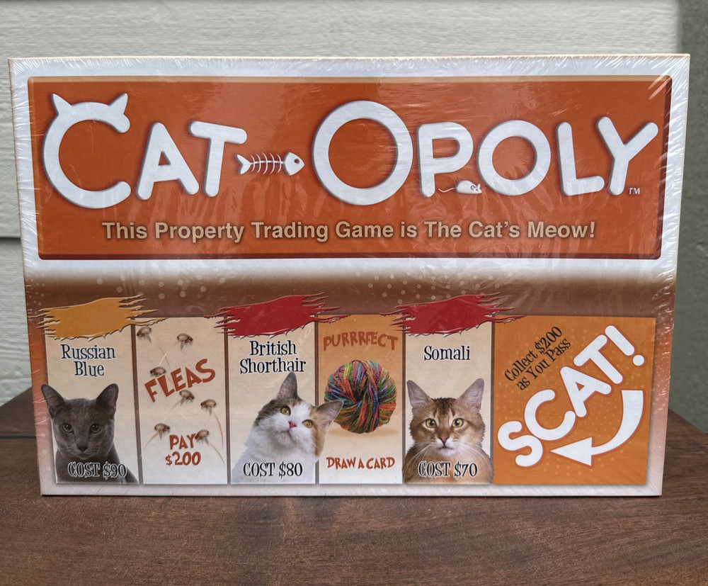 Cat-Opoly Board Game Monopoly Themed Game Family Night Property Trading Cat Love