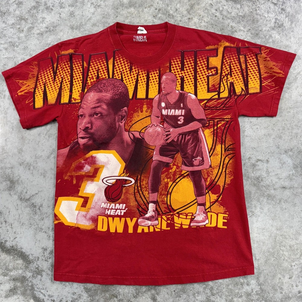 Miami Heat Dwyane Wade Shirt Mens Medium Red NBA Basketball all over print aop