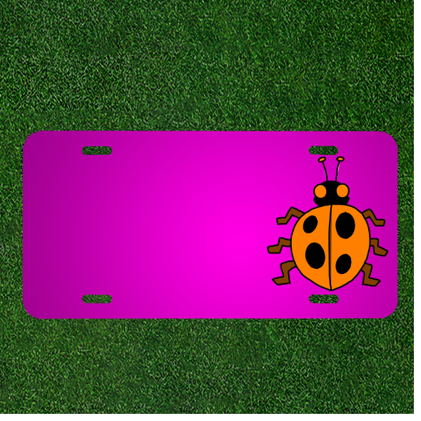 Custom Ladybug Orange Black Car License Plate with Personalized Names