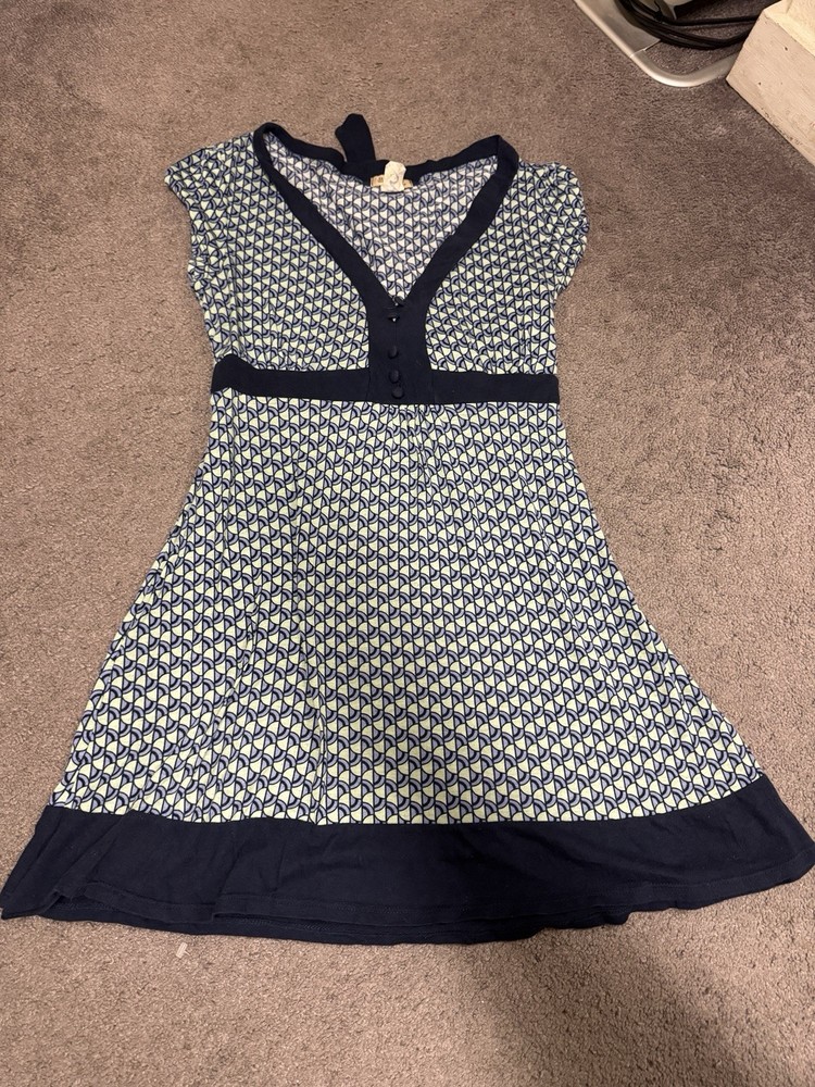 One Clothing Blue Patterned Babydoll Mini Dress/ Long Top Size XL Y2K