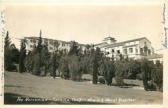 CA, Corona, California, Norconian, U.S. Naval Hospital, RPPC