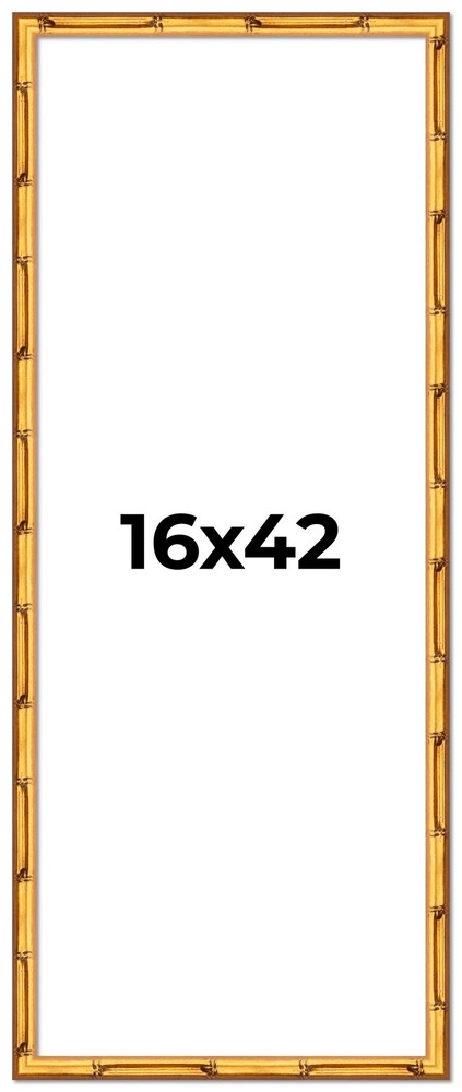 16x42 Frame Gold Bamboo Solid Wood Picture Frame | 1 Inch Moulding Width | Inter