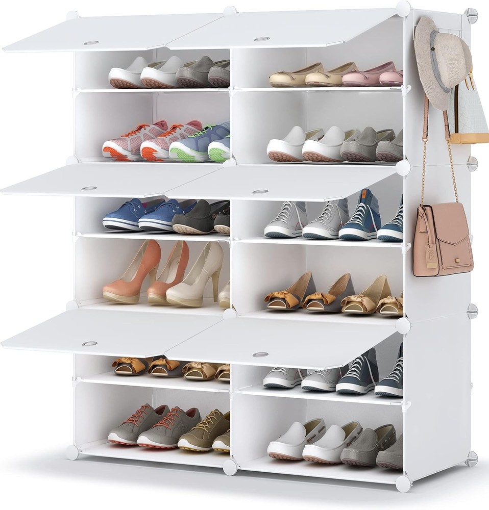 6-Tier Plastic Shoe Rack Organizer Holds 24 Pairs Storage Cabinet