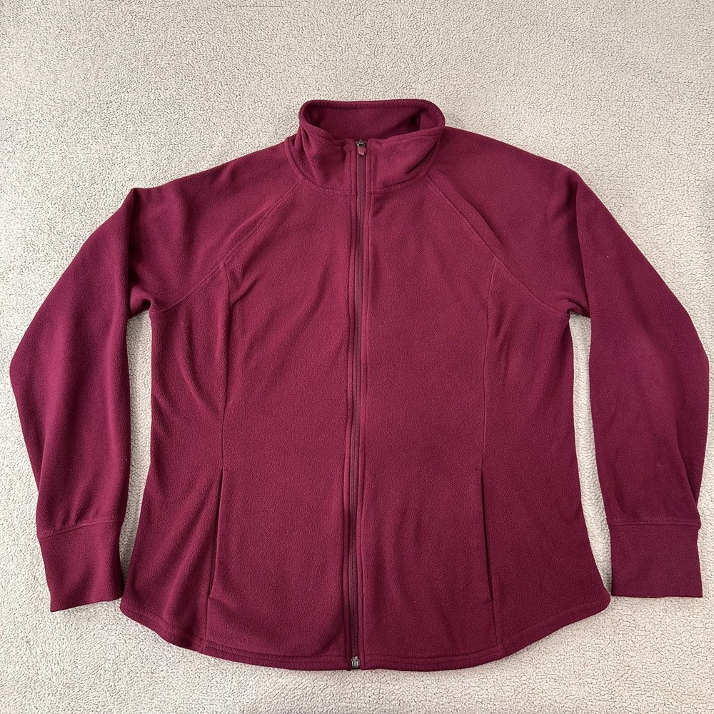 Old Navy Zip Up Fleece Maroon w/Pockets & Thumb Holes Women's Size Large