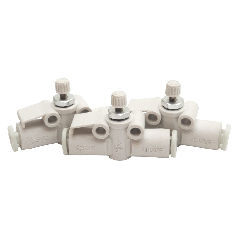 Lot of 3 SMC AS1002F-04 Pneumatic Fitting, ø4mm x ø4mm One-Touch Tube, 1MPa