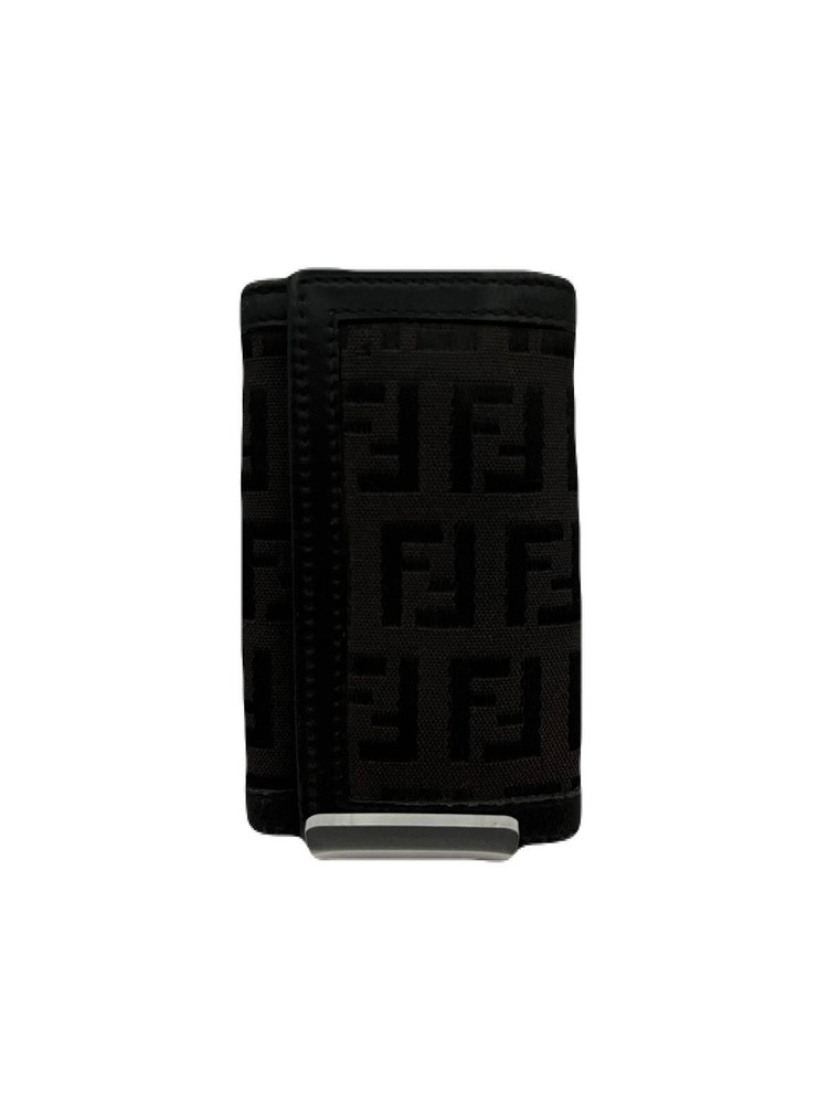 Fendi Black Leather Key Wallet Case with 6 Hooks Preowned TA134-2