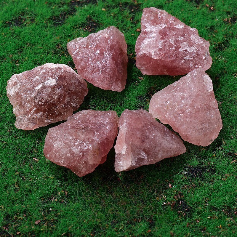 Raw Rough Strawberry Quartz Crystal Stone Chunk Healing Mineral Rocks Gifts 100g