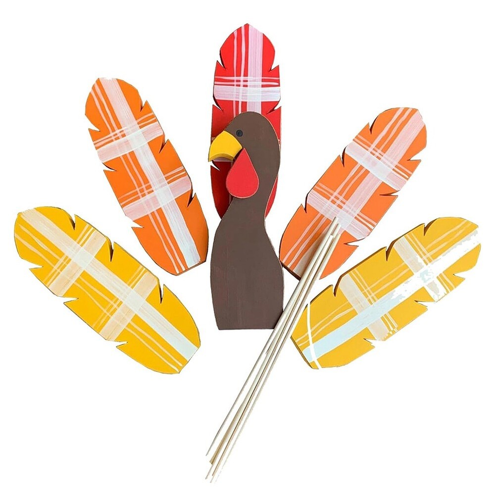 Wooden Turkey Planter Sticks,Thanksgiving Decorations for Outdoor Garden2536