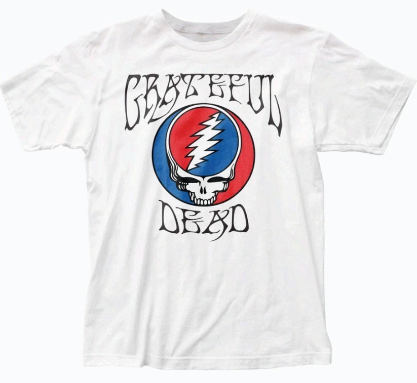 Greatful Dead Logo Steal Your Face Mens T Shirt Rock Classic Band Tee New White