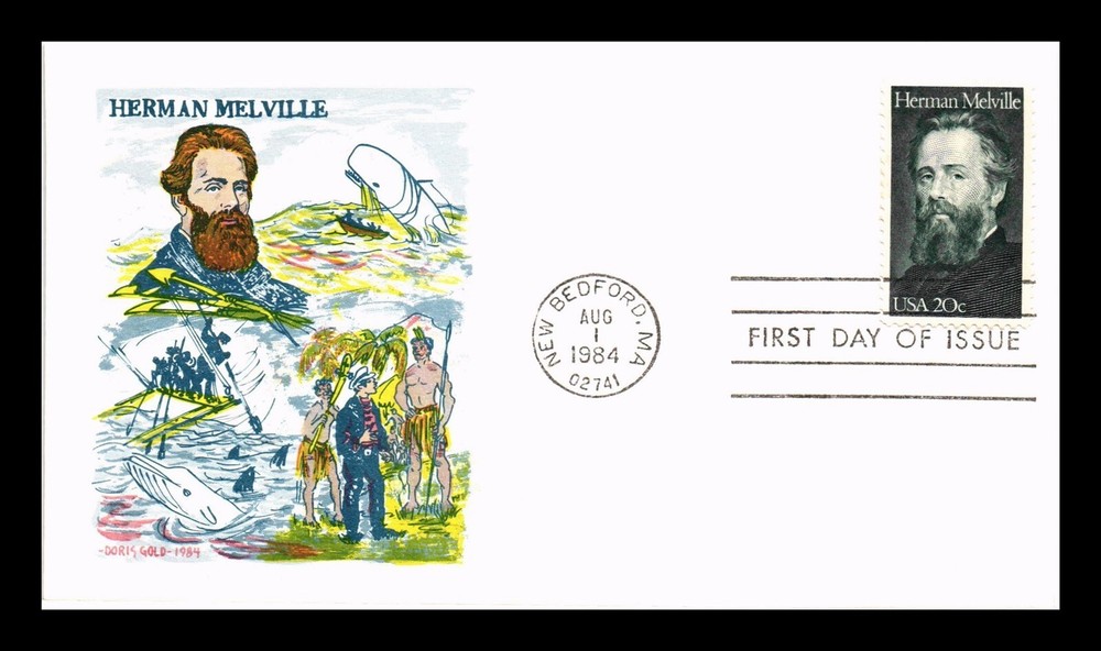 DR JIM STAMPS US COVER HERMAN MELVILLE LITERARY ARTS FDC DORIS GOLD CACHET